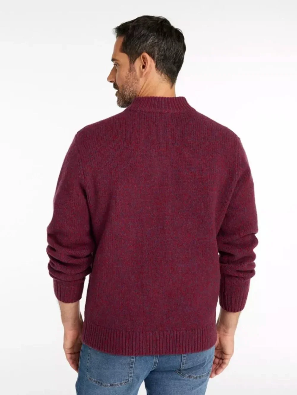 LL Bean Mens Classic Ragg Wool Sweater Henley Deep Rosewood Red Large EUC